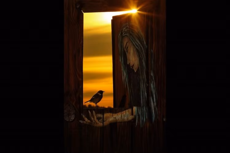 Julian Fernández Quiles với tác phẩm "Bình minh trước cửa một trang trại".