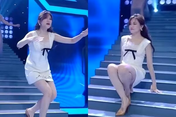 Hari Won từng vấp khi tham gia gameshow.