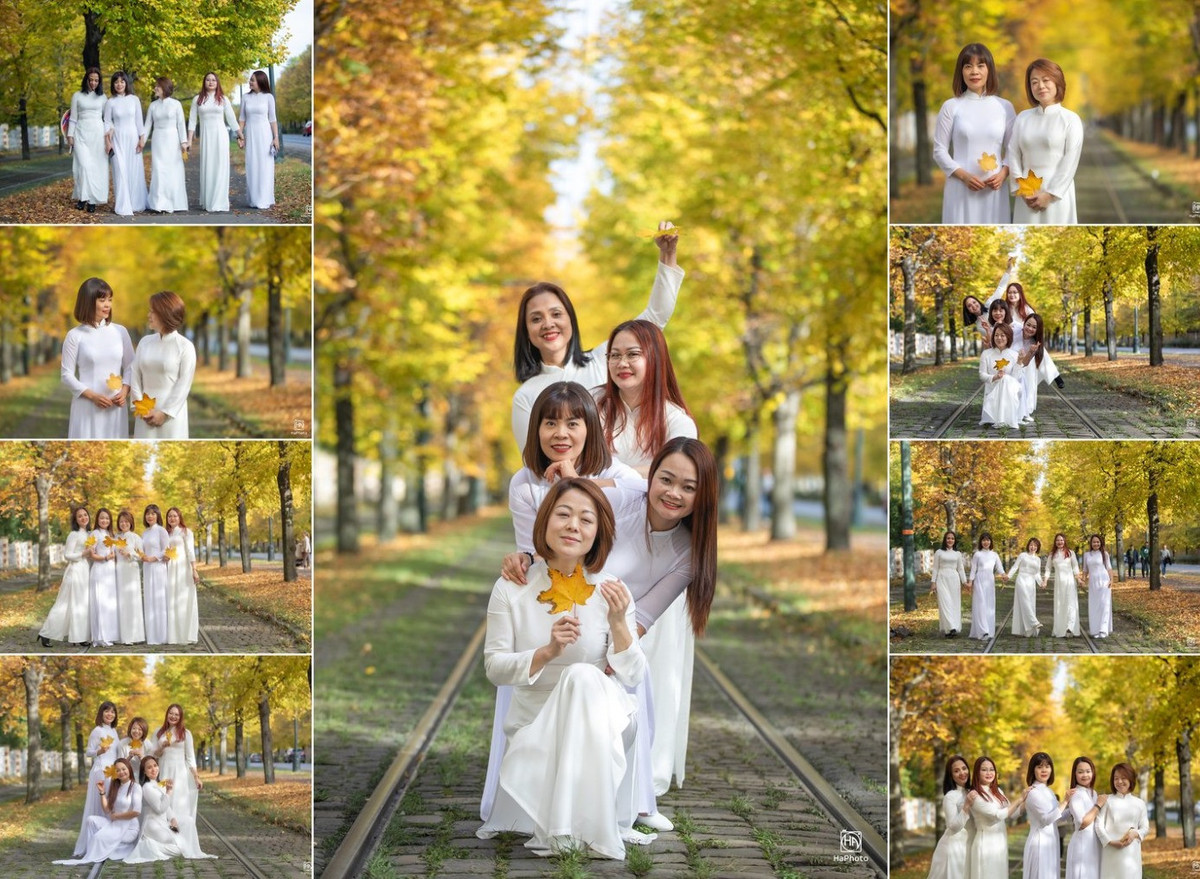 Du khách Việt mặc áo dài trắng tinh khôi càng thêm phần nổi bật, thích thú 'thả dáng' chụp hình giữa khung cảnh mùa thu tuyệt đẹp ở thủ đô Praha, CH Séc.