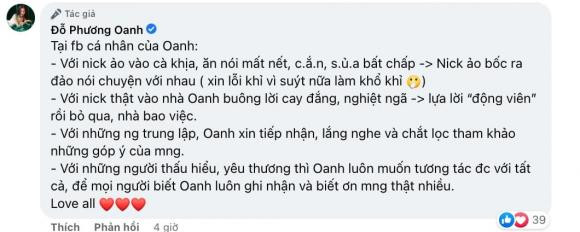 Phương Oanh tung quy tắc trên facebook "vỗ mặt" anti-fan chan chát ảnh 1