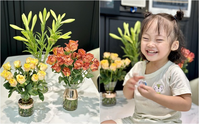 Không chỉ hoa ly, Pha Lê còn chơi nhiều loại hoa khác nhau nhưhồng, đồng tiền, lan vũ nữ...