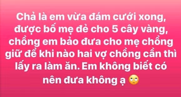 Co nen dua toan bo tien vang cho me chong giu sau dam cuoi?