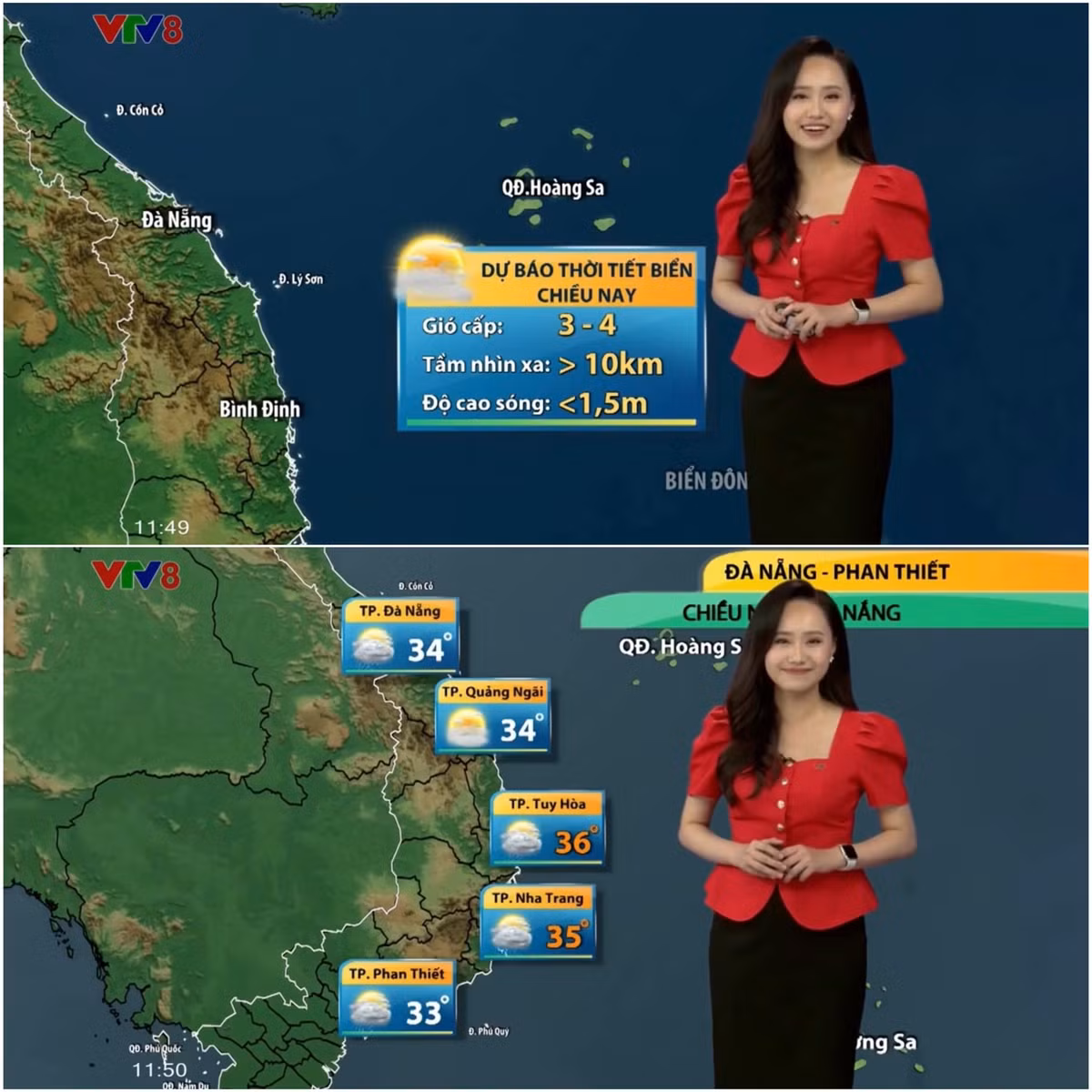 MC thoi tiet Xuan Anh tro lai song VTV sau 1 nam o an