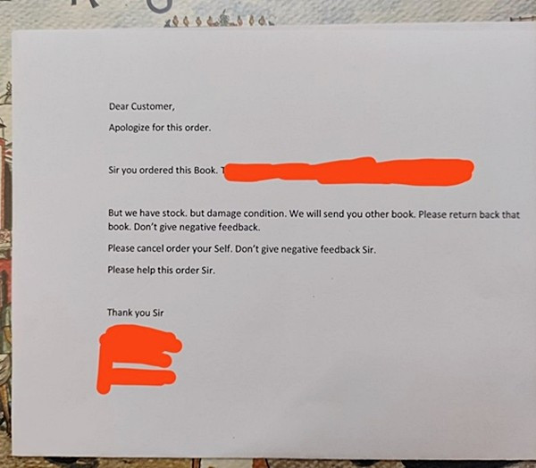 Khach hang dat mua sach online, nguoi ban gui sach khac kem loi nhan-Hinh-2