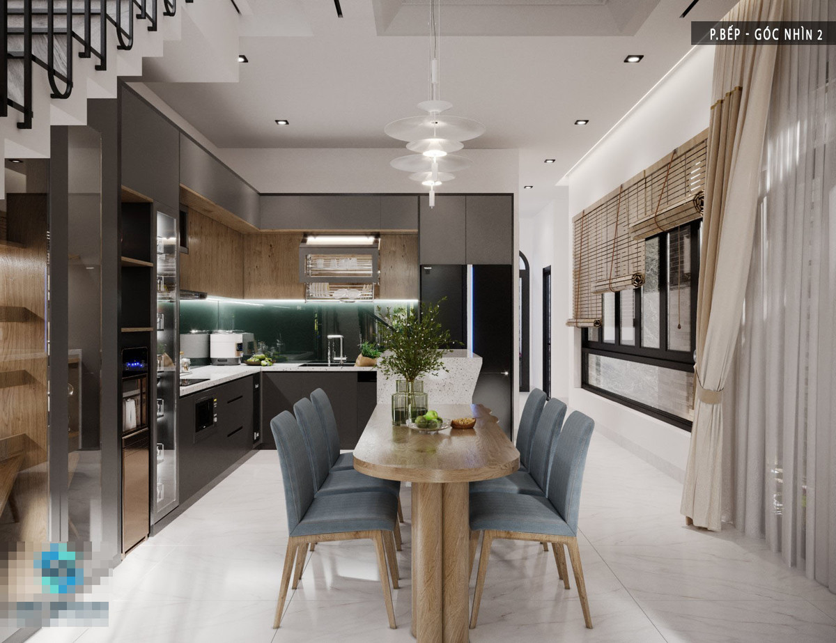 Bếp sang trọng với gam màu đen tinh tế.