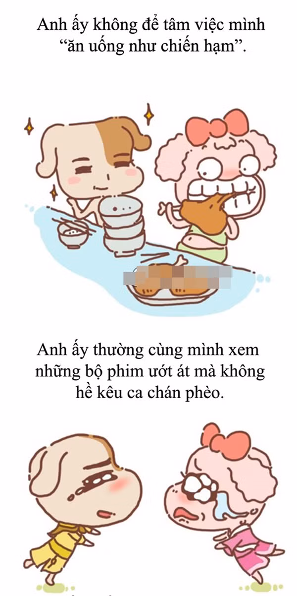 Anh người yêu không hề kêu ca cô gái có mập mạp dù ăn uống quá nhiều.