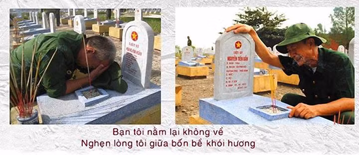 Theo thông tin chia sẻ, hình ảnh người cựu chiến binh năm xưa đang khóc nghẹn ngào trước mộ đồng đội đã ngã xuống vì chiến tranh được chụp tại Nghĩa trang Quốc Gia (đường 9 - Quảng Trị). Ảnh khiến nhiều người xem xúc động. "Những người lính thật là cao cả, họ luôn sẵn sàng hy sinh bản thân vì tiếng gọi của Tổ quốc, họ đã quên tuổi trẻ, ngã xuống để đổi lấy độc lập, tự do... Những công lao to lớn ấy đời đời sẽ chẳng bao giờ quên", thành viên Hung Tran bày tỏ. 