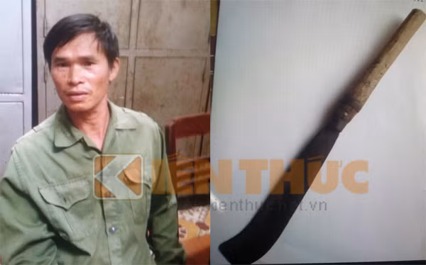 Hung thủ Lâm Quảng Ba cùng chiếc dao quắm chém chị Lâm Thị H.