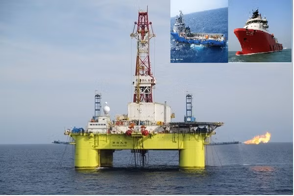 Để thực hiện hành trình lai dắt này, Trung Quốc huy động 3 tàu gồm: Kan Tan 225, Nam Hải 222 và tàu kéo Đức Gia để hộ tống giàn khoan Nam Hải 09 di chuyển.