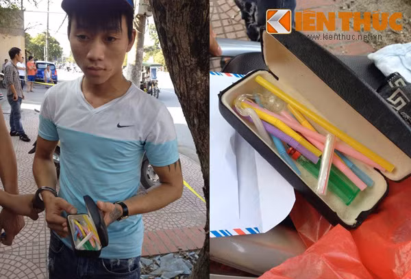 Lê Văn Tiến cùng tang vật tại chốt 141.