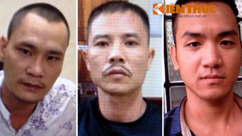 Các đối tượng Tuấn, Bình và Thuận tại Cơ quan Công an (từ trái sang phải).