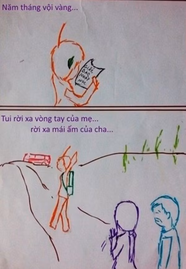 Cô gái phải rời gia đình để đi học xa.