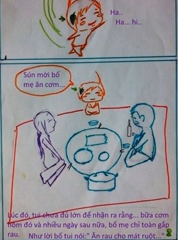 Bữa cơm gia đình đạm bạc.