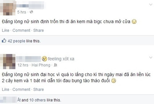 Không quá khó để có thể bắt gặp những status kiểu như: Đắng lòng nữ sinh định trốn đi ăn kem...; Đắng lòng trời mưa không được đi chơi...; Đắng lòng 1 mình ăn hết 2 que kem...