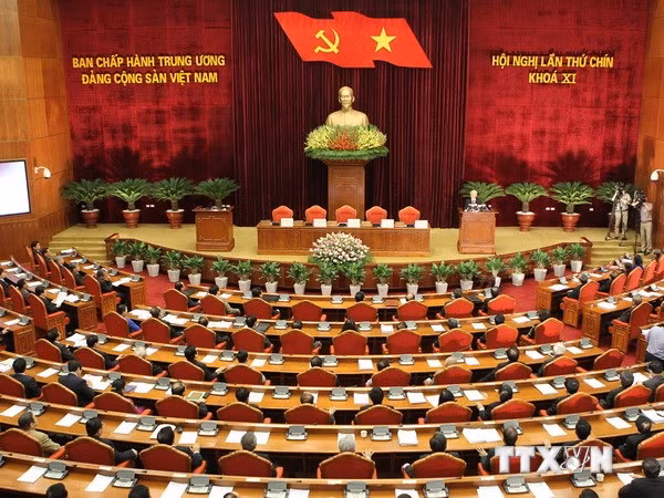 Lễ bế mạc Hội nghị lần thứ chín Ban Chấp hành Trung ương Đảng Cộng sản Việt Nam khóa XI diễn ra tại Trụ sở Trung ương Đảng. (Ảnh: Trí Dũng/TTXVN).