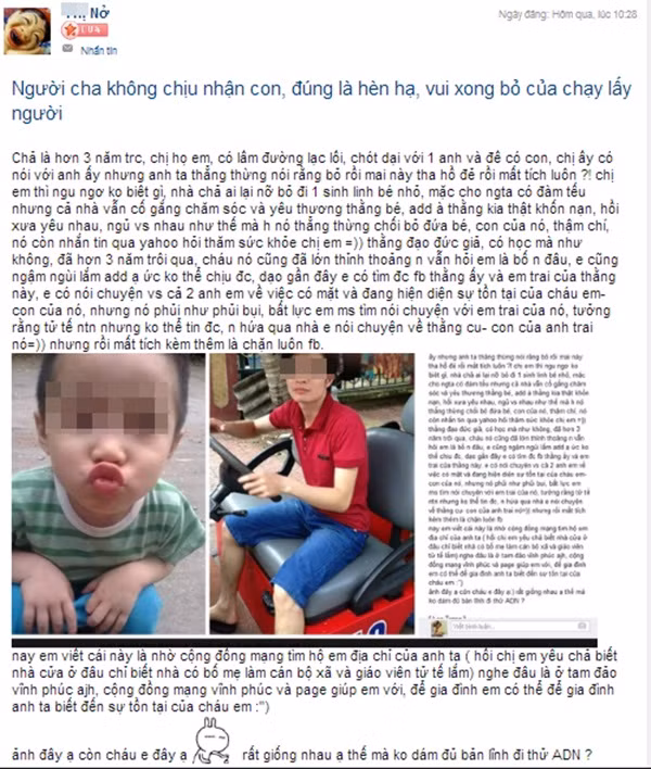 Xôn xao câu chuyện bố trẻ không chịu nhận con ruột.