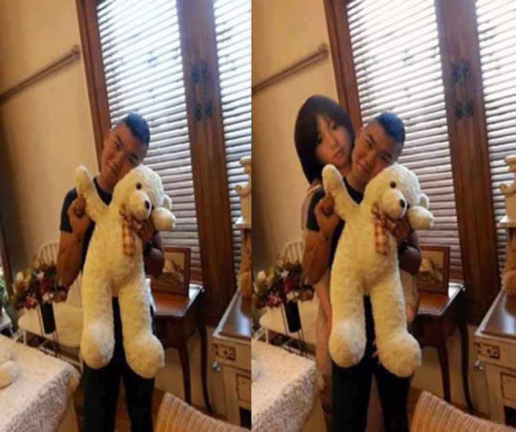 Anh chàng may mắn được Photoshop "tặng" thêm "gấu".