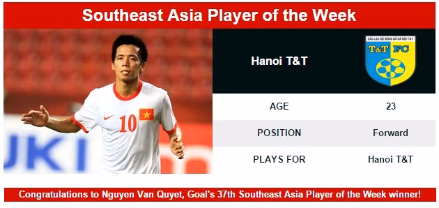 Những thông tin về Văn Quyết được đăng tải trên trang Goal.