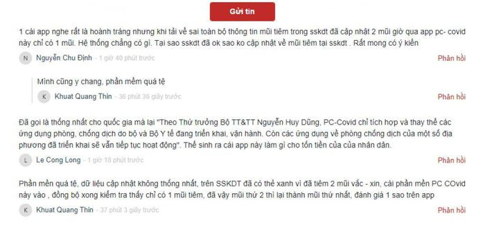 Bo TT&TT ly giai 'loi' cap nhat thong tin tren ung dung PC-COVID