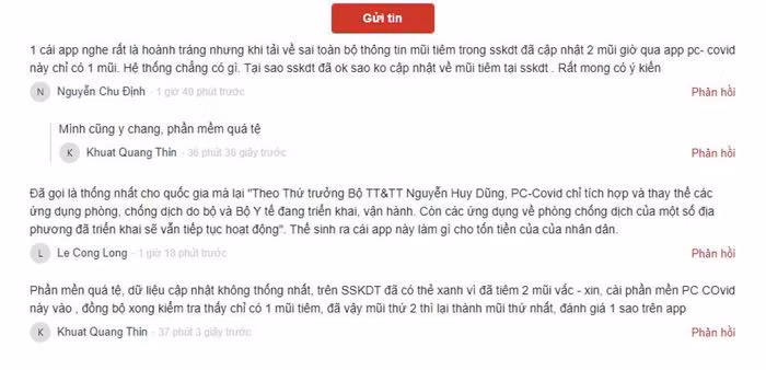 Bo TT&TT ly giai 'loi' cap nhat thong tin tren ung dung PC-COVID
