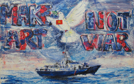 Tác phẩm "Make art - Not war" của Nguyễn Hường.