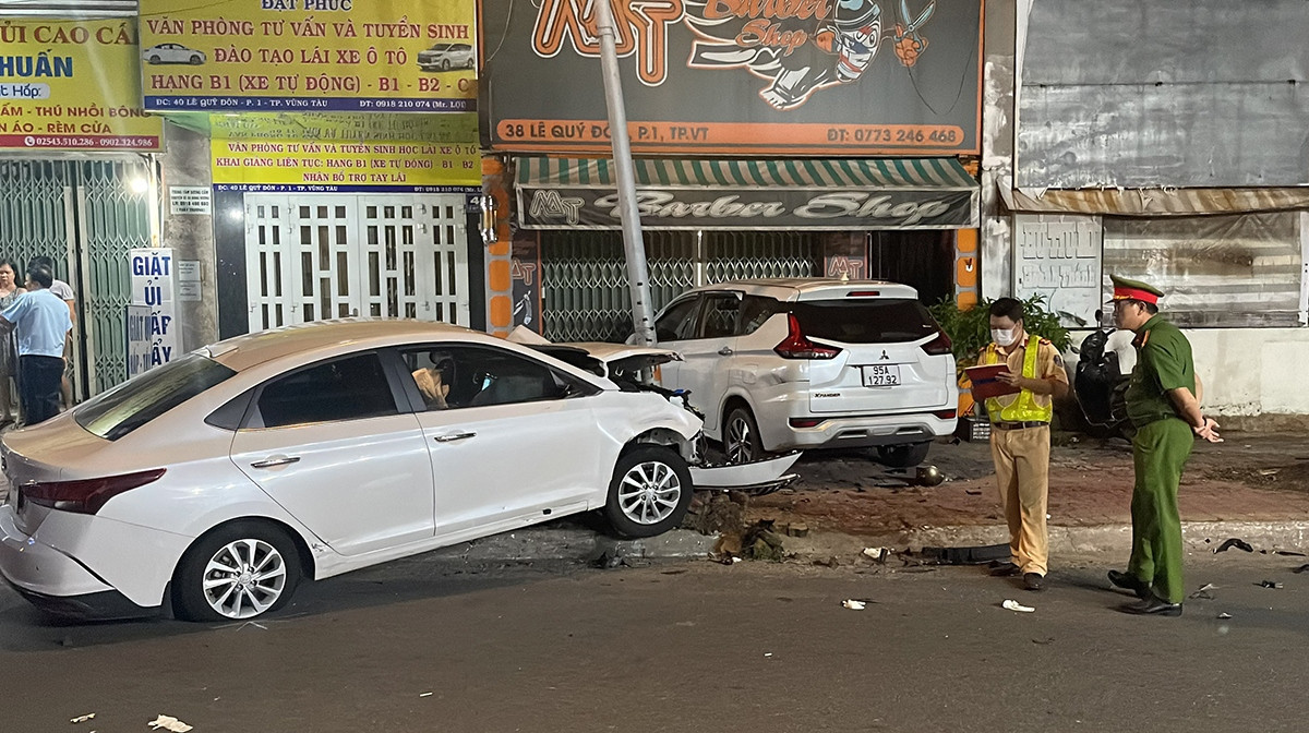 Nu tai xe gay tai nan lien hoan o Vung Tau co nong do con