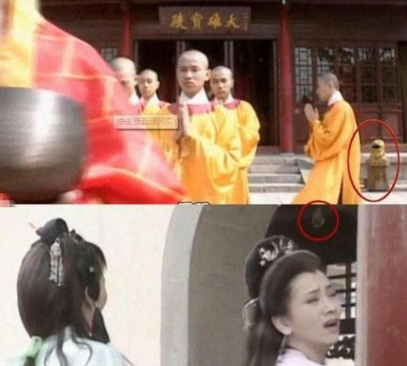 Xuất hiện thùng rác (ảnh trên) với bóng đèn điện (ảnh dưới) của thời hiện đại trong bộ phim cổ trang thần thoại "Truyền thuyết Bạch Xà".