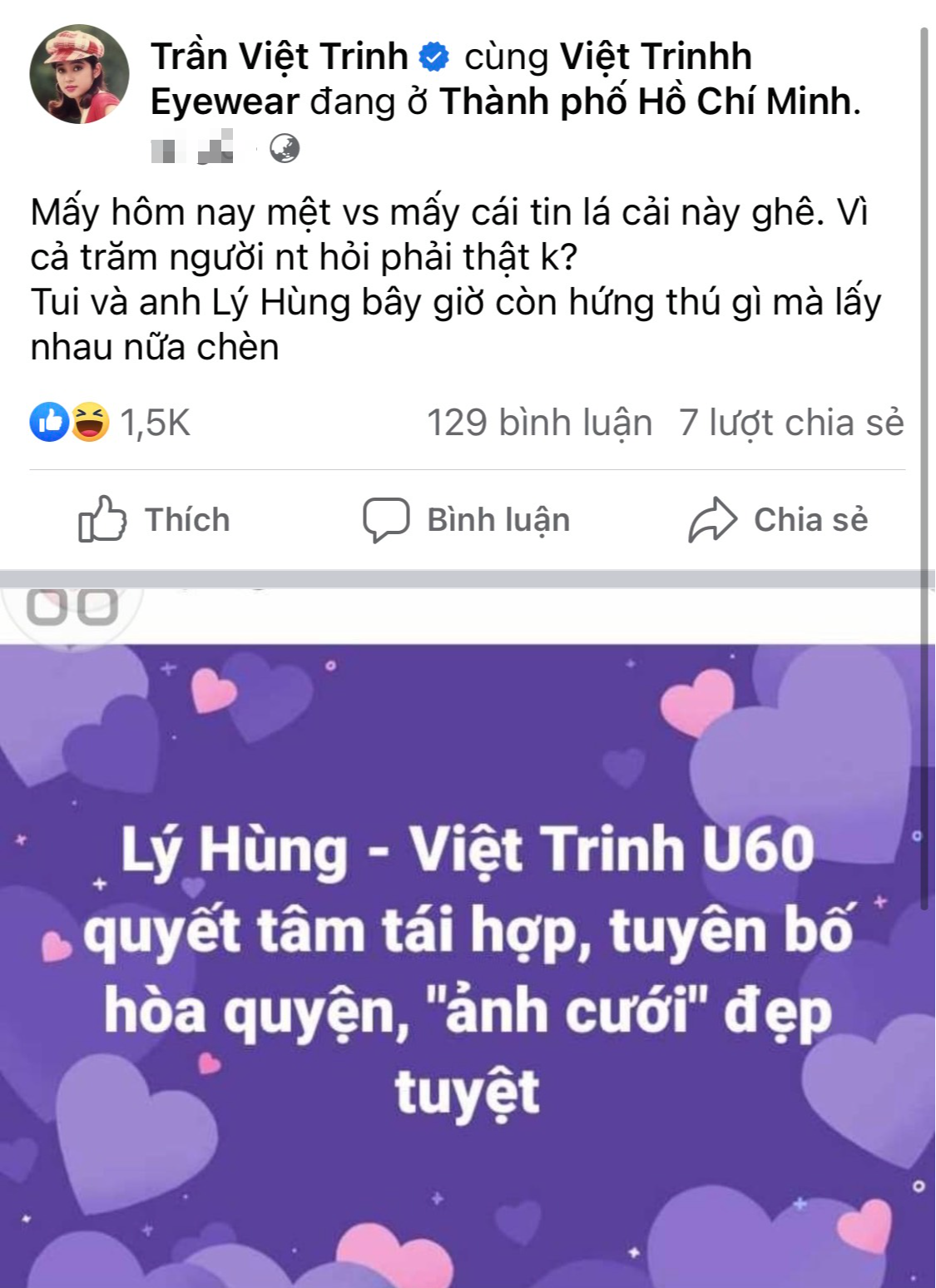 Việt Trinh nói gì về mối quan hệ hiện tại với Lý Hùng? - Hình 3 Viet Trinh noi gi ve moi quan he hien tai voi Ly Hung?-Hinh-3