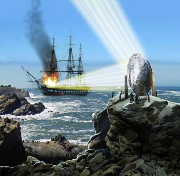 Trong số những máy móc chiến tranh ông sáng chế có máy bắn đá và một hệ thống gương nhằm tập trung tia nắng mặt trời vào thuyền của kẻ thù và đốt cháy chúng.