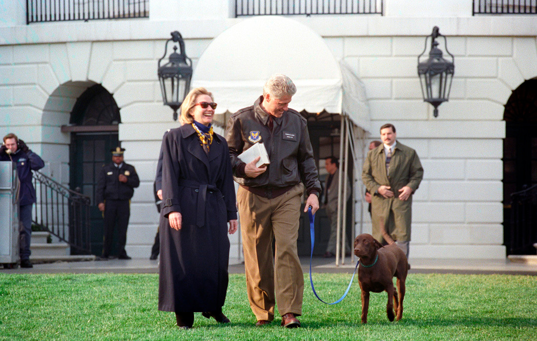 Chú chó tha mồi Labrador tên Buddy của Tổng thống Mỹ thứ 42 Bill Clinton. Ông đặt tên nó theo tên người chú quá cố Henry Oren “Buddy” Grisham, người có ảnh hưởng lớn đến ông sau này.