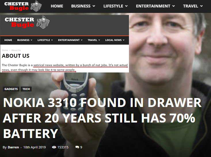 Tuy nhiên, tin tức này nhanh chóng được xác định là một fakenews. Tin tức này được trích từ một trang web châm biếm và được chia sẻ như một sự kiện có thật. Và câu chuyện về tin giả này đã xuất hiện từ năm 2019 chứ không phải mới đây. Ảnh chụp màn hình.