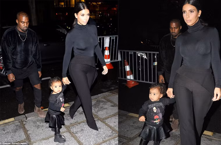 Một ngày trước, hai vợ chồng Kim đưa con gái North West tới xem show thời trang Tuần lễ Thời trang Paris.
