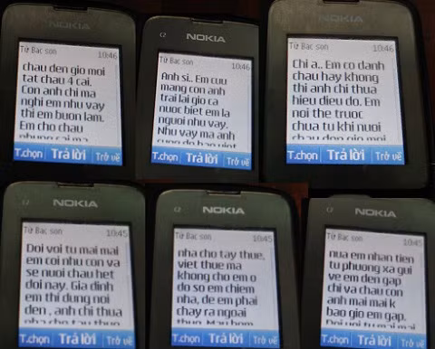 Một số nội dung tin nhắn Sơn gửi vào điện thoại chị Giang.