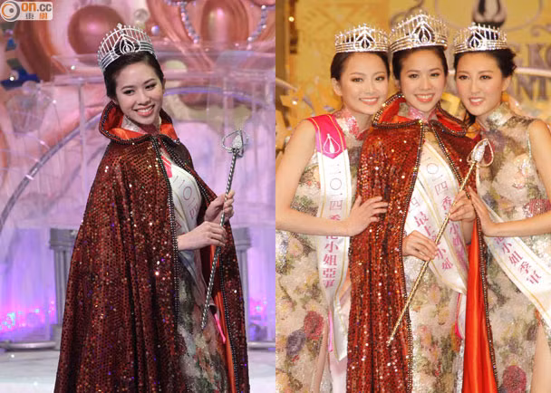 Tân Hoa hậu Hong Kong chụp ảnh cùng Á hậu 1 Vương Trác Kỳ và Á hậu 2 Hà Diễm Quyên.