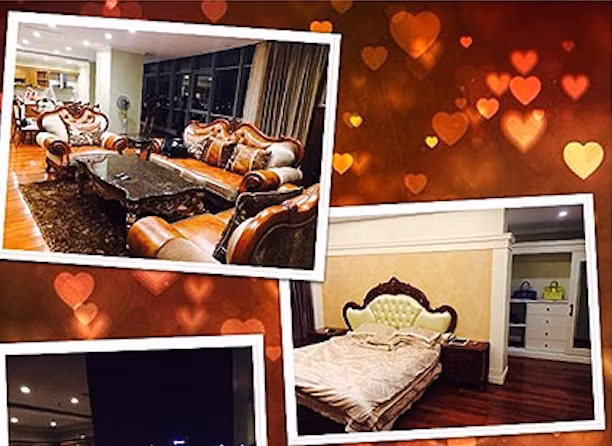 Phòng ngủ và phòng khách được trang trí lộng lẫy và sang trọng.