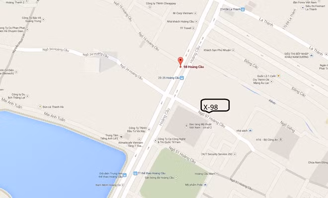 Trên bản đồ là khu vực ăn chơi X-98 thuộc quận Đống Đa. Vị trí này cách xa so với Zone 9 cũ khoảng 7km.
