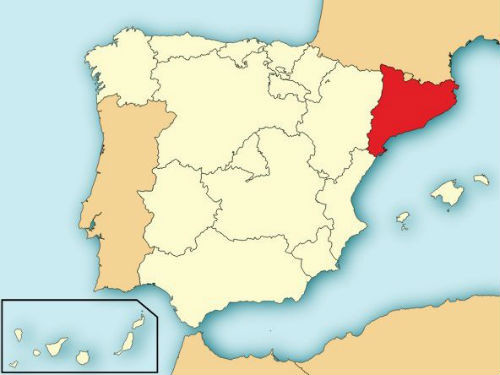 Vị trí xứ Catalan (màu đỏ) trên bản đồ.