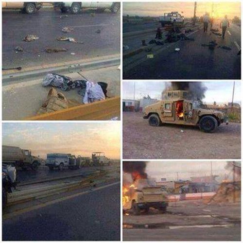 Khí tài quân sự của Quân đội Iraq bị bỏ lại.