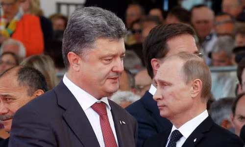 Tổng thống Nga Vladimir Putin và tổng thốngUkraina Petro Poroshenko.