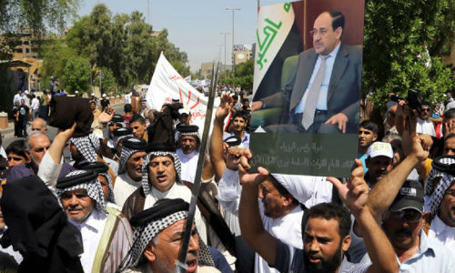 Người Iraq biểu tình ở Baghdad ủng hộ Thủ tướng Nouri al-Maliki.