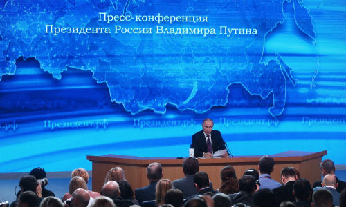 Ông Putin trong phiên trả lời phỏng vấn thường niên.