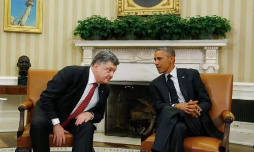 Tổng thống Mỹ Barack Obama và Tổng thống Ukraine Petro Poroshenko.
