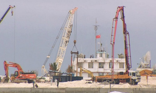 Gạc Ma biến thành công trường xây dựng khổng lồ. Ảnh: BBC.