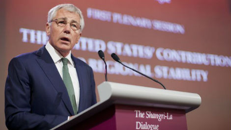 Ông Chuck Hagel phát biểu tại Đối thoại Shangri-La ngày 31/5.