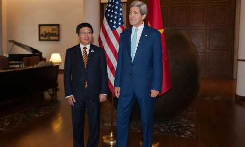 Ngoại trưởng Mỹ John Kerry vừa có cuộc gặp Phó Thủ tướng, Bộ trưởng Bộ Ngoại giao Việt Nam Phạm Bình Minh.