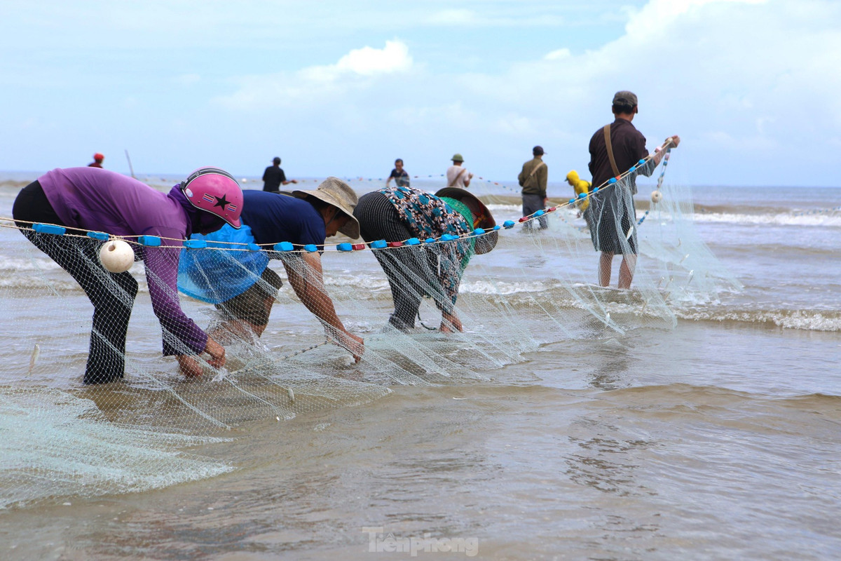 Để làm nghề này, các ngư dân bắt đầu công việc từ rất sớm, khoảng 4-5h sáng, họ bắt đầu ra bờ biển để đánh bắt hải sản. Ngư dân cho hay mùa này họ không ra khơi mà đánh bắt gần bờ, có những ngày trúng đậm hàng tấn cá.