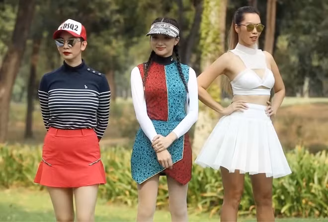 Sao Viet chon trang phuc ra san golf: Nguoi dien vay bo sat, nguoi khoac khan long long lon