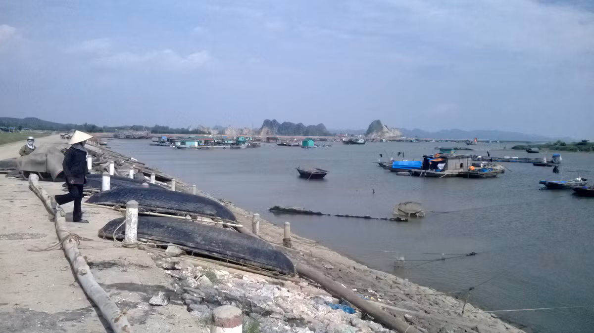 Nhiều người vẫn lo lắng nhìn xuống bè cá trước khi đi trú bão.