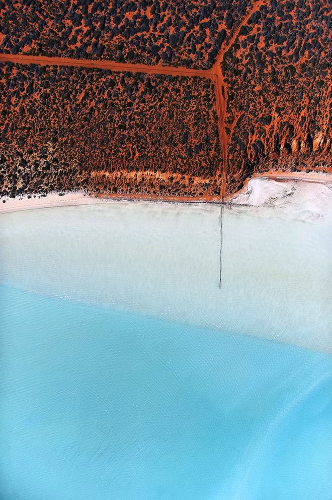  Đường ven biển ở Shark Bay. Những chi tiết sắc sảo của đất được đặt cạnh sự mượt mà của biển.