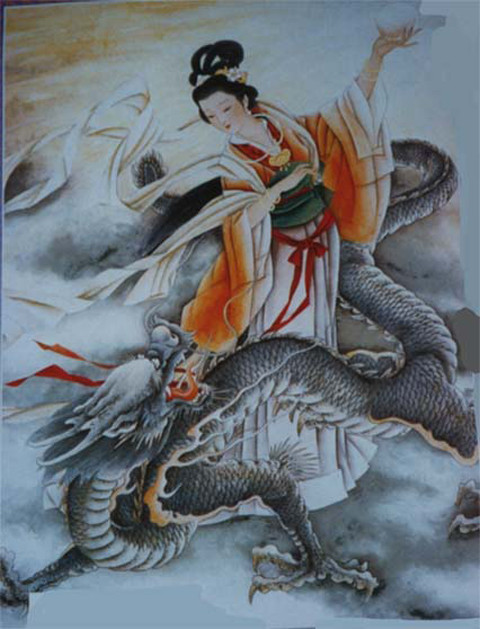 Tranh vẽ Cửu Thiên Huyền Nữ. Ảnh: Thantienvietnam.com.